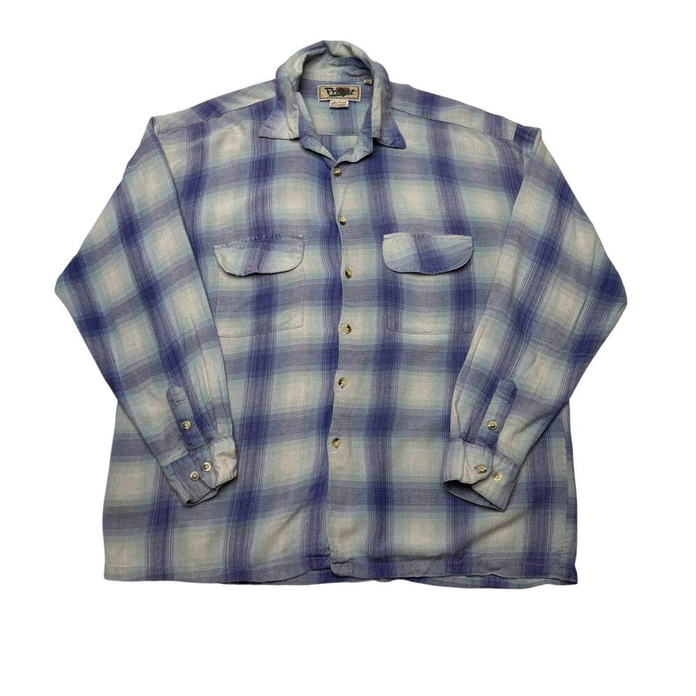 Vintage 90s Protest Rayon Plaid Camp Collar Shirt XL Flannel Western Workwear